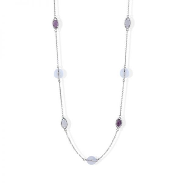 Chalcedony&Amethsyt Chain Necklace