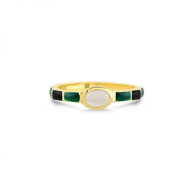 Green Checker Gold Ring