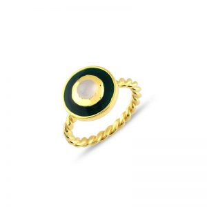 Green Twist Gold Ring