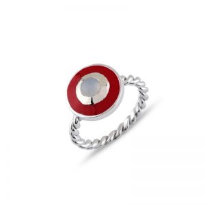 Red Twist White Ring