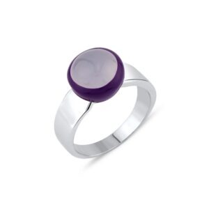 Purple Enamel Silver Earth Ring