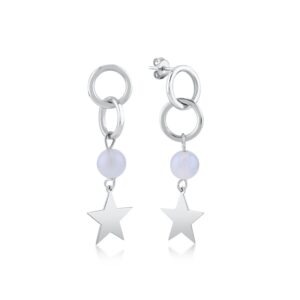 Silver Star Chalcedony Earring